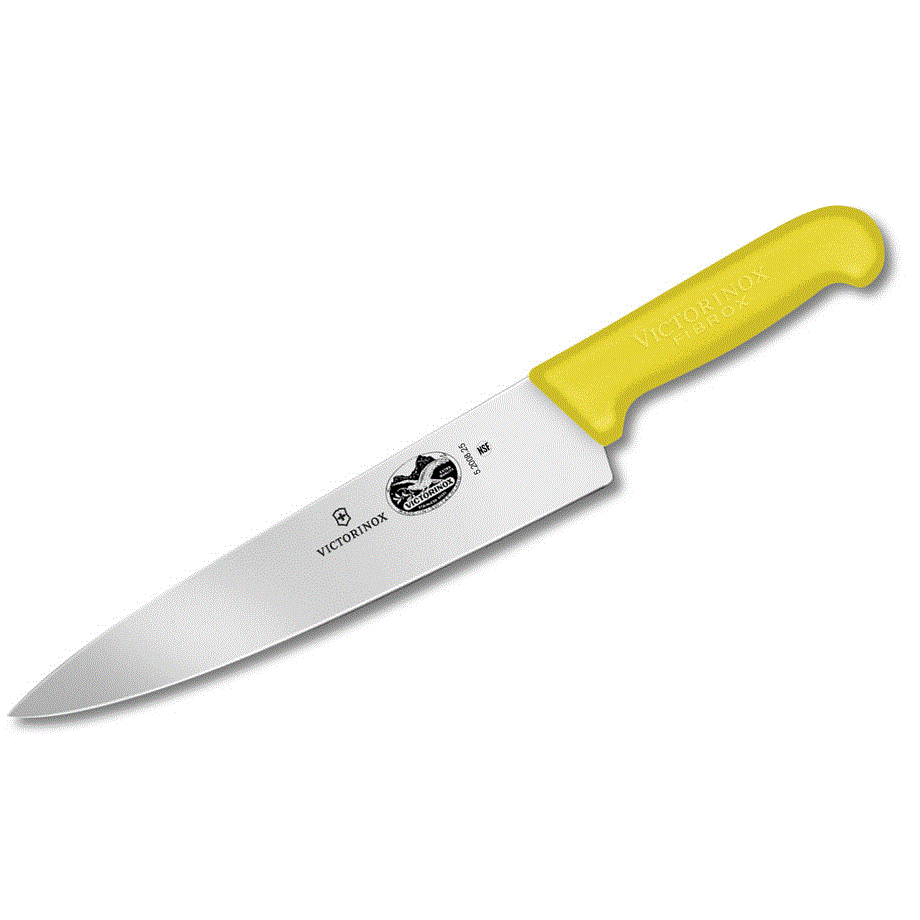 Victorinox Fibrox® Stainless Steel Curved Boning Knife with Yellow